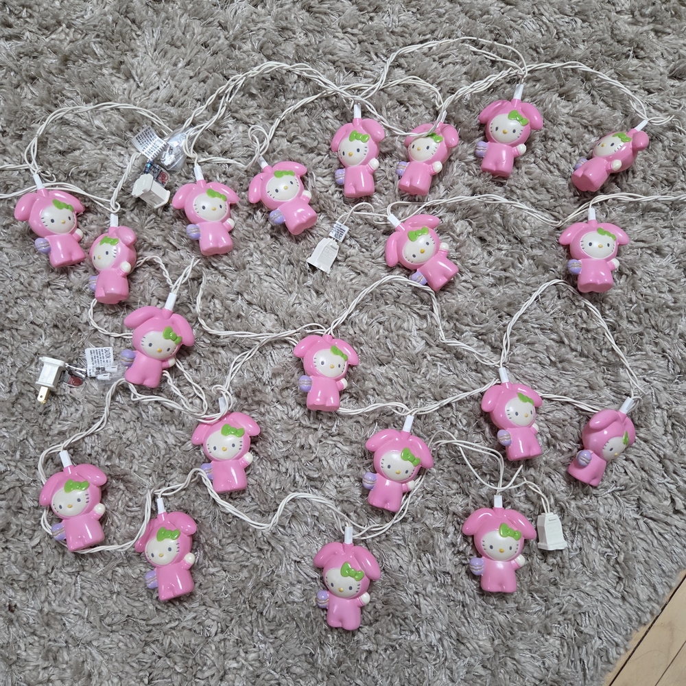 20 (2 Strings of 10) Hello Kitty Bunny Easter Y2k 2003 Plug In Lights - Working!